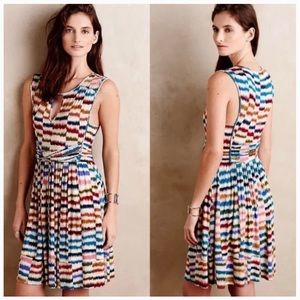 ANTHROPOLOGIE • MAEVE 🌈 Sz. XS Sennebec rainbow abstract print dress